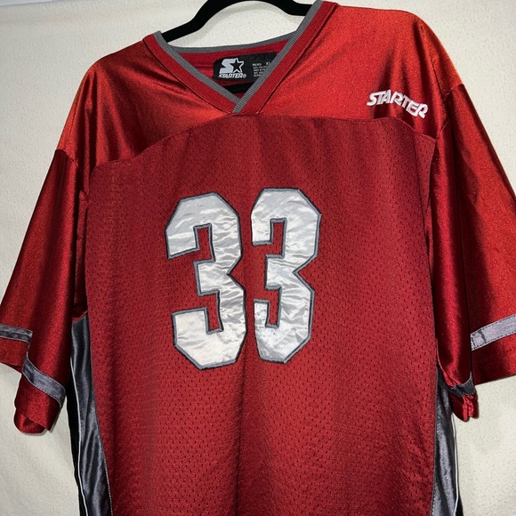 Vintage Starter Football Jersey Blank Number 33 Red & Gray Short Sleeve Size XL - Picture 3 of 7